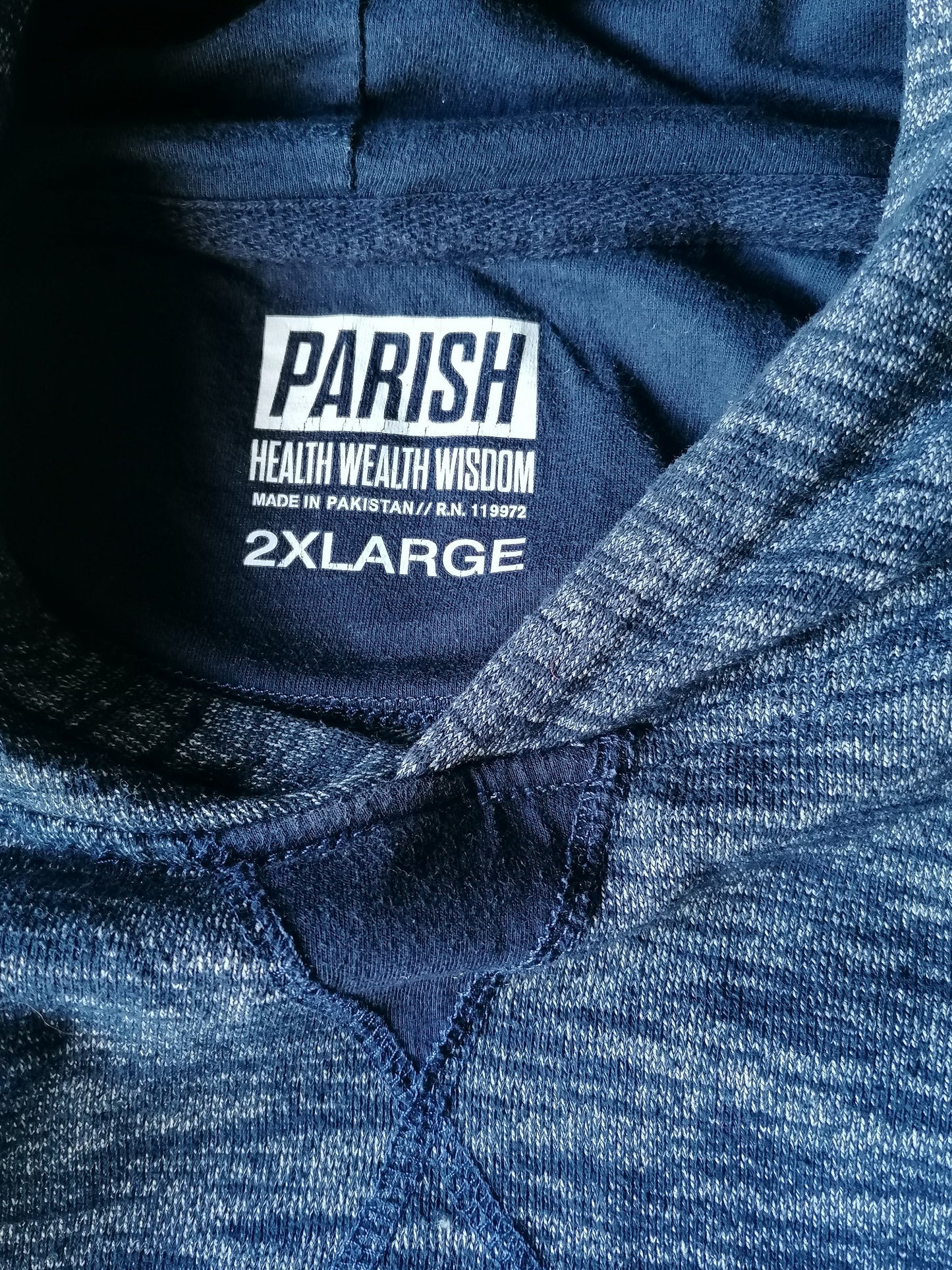 Parish Nation Hoodie. Blue gray mixed. Size XXL / 2XL.
