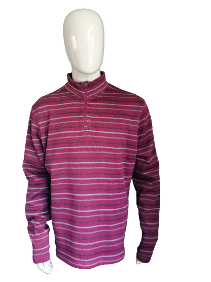 Faded glory sweater with zipper. Bordeaux brown gray striped. Size 2XL XXL 3XL XXXL. EcoGents