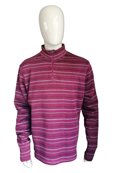 Faded glory sweater with zipper. Bordeaux brown gray striped. Size 2XL-XXL / 3XL-XXXL.