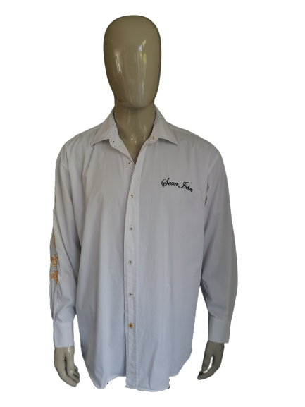 Shirt Sean John. Blanc avec des applications brodées. Taille xl >> xxl