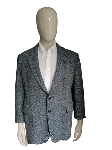B Auswahl: Kuppenheimber Harris Tweed Jacke. Graublau gemischt. Größe 28/56. Loch