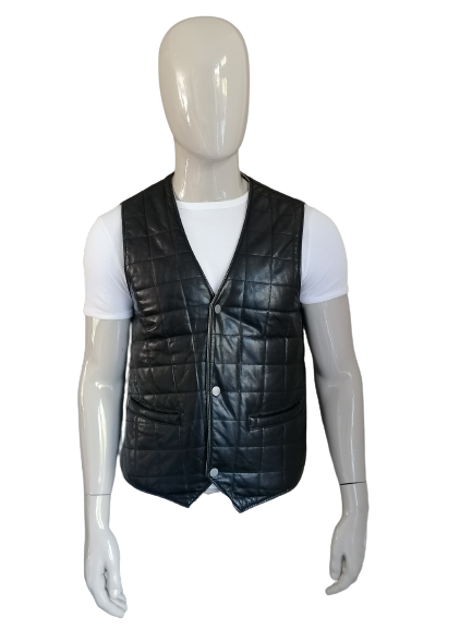 Derimod leather-look waistcoat / body warmer with press studs. Brown padded. Size M.