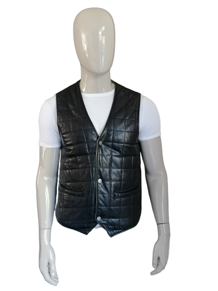 Derimod Leather-Look waistcoat / body warmer with press studs. Brown padded. Size M.