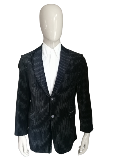 BBNY VELVET/ VELOORS-look jacket. Black gray striped. Size 52 / L.