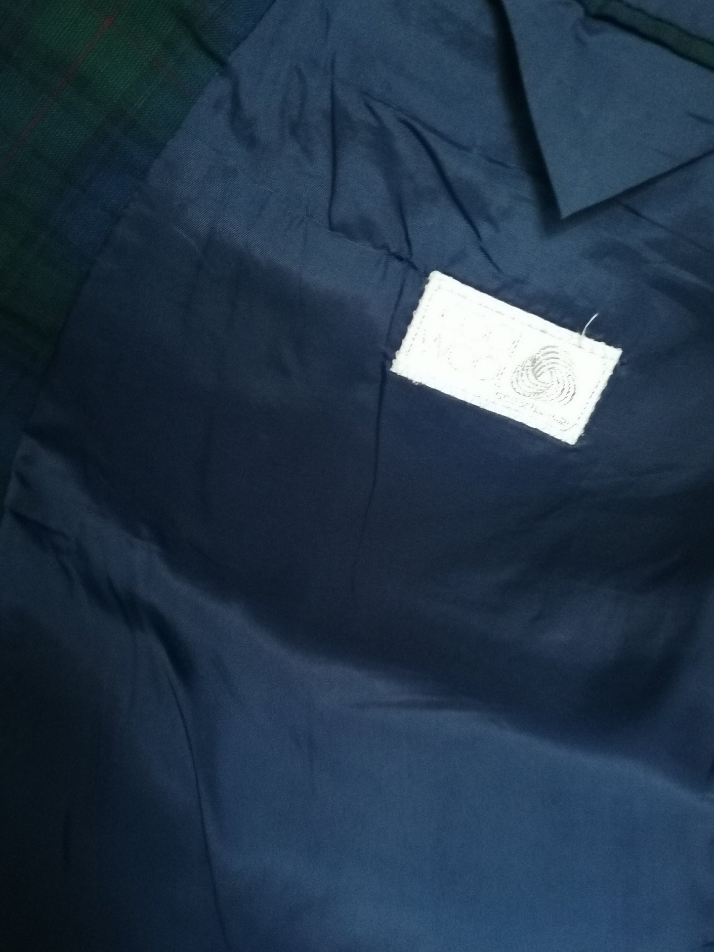 Transportage de laine Pohland / veste à double poitrine. Green Blue Red vérifié. Taille 28 / (56 / xl)