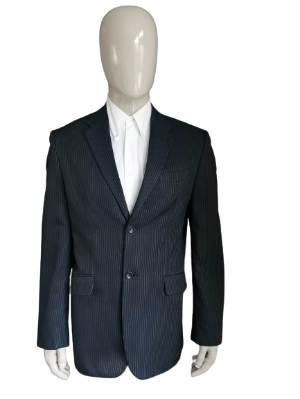 SUIVANT sp Colbert. Rayé noir gris. Taille 52/L.