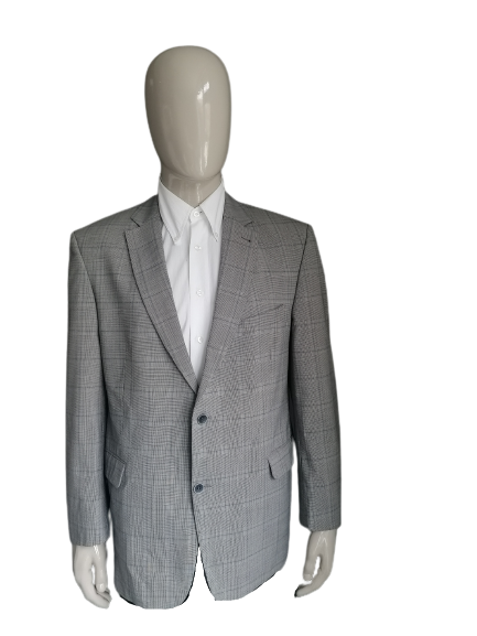 Veste en laine Bogart. Bleu noir gris vérifié. Taille 27 (54 / L) 57% de laine.