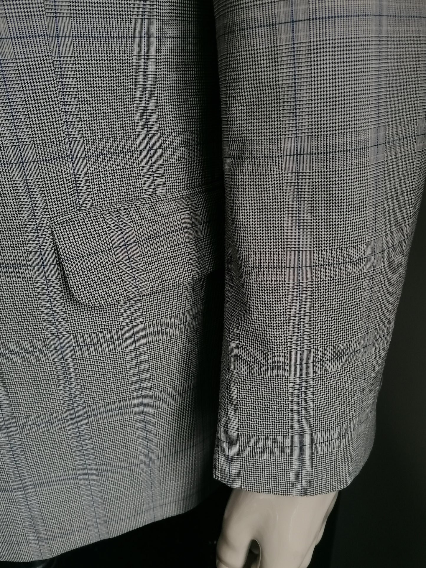 Giacca Bogart Woolen. Blu nero grigio controllato. Dimensione 27 (54 / L) 57% lana.