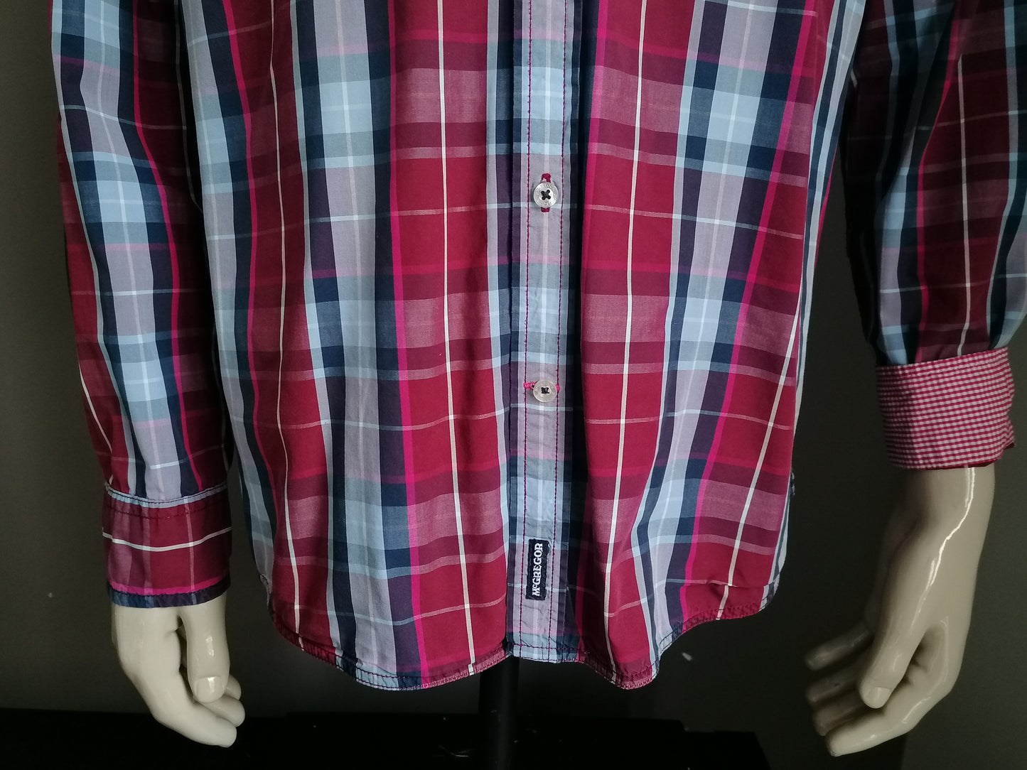 McGregor shirt. Red blue checked. Size XL. Custom fit.