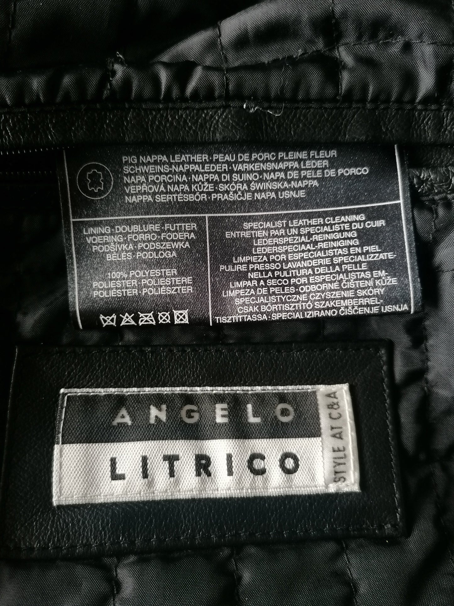 Angelo Litrico Leren jas / jack. Zwart gekleurd. Maat XL.