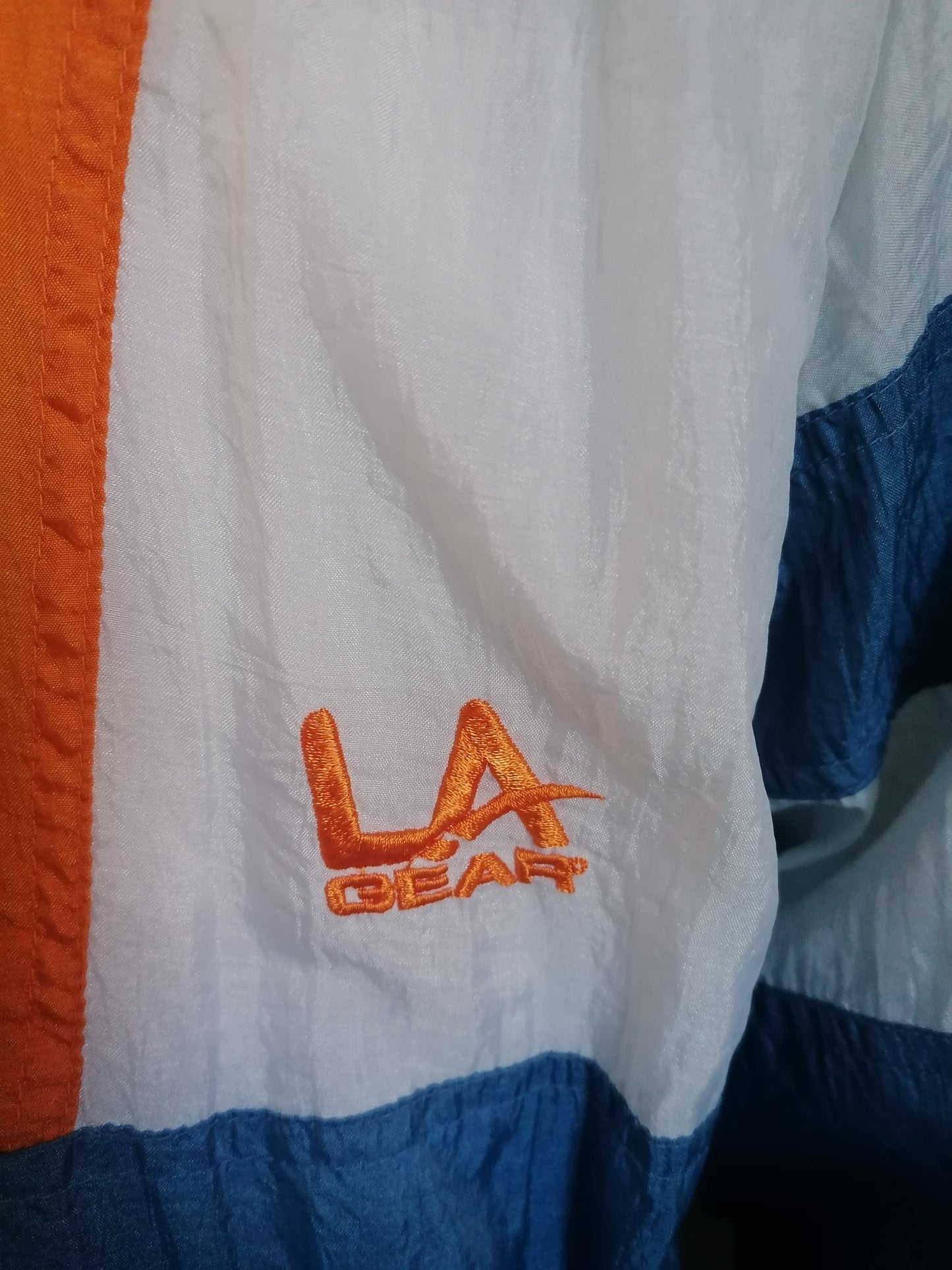 Vintage L.A. Gear  80's-90's trainingsjack!! Oranje Blauw Wit gekleurd. Maat L.