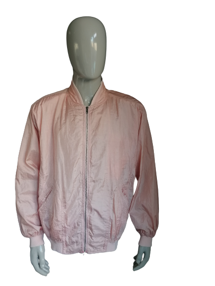 Vintage Central Park 80S-anni '90 giacca da allenamento con otturazioni per spalle. Colorato rosa. Dimensione XXL / 2XL.