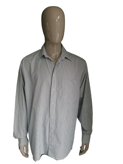 Vintage Him Collection Shirt. Blue Beige Striped. Dimensione XXL / 2XL.