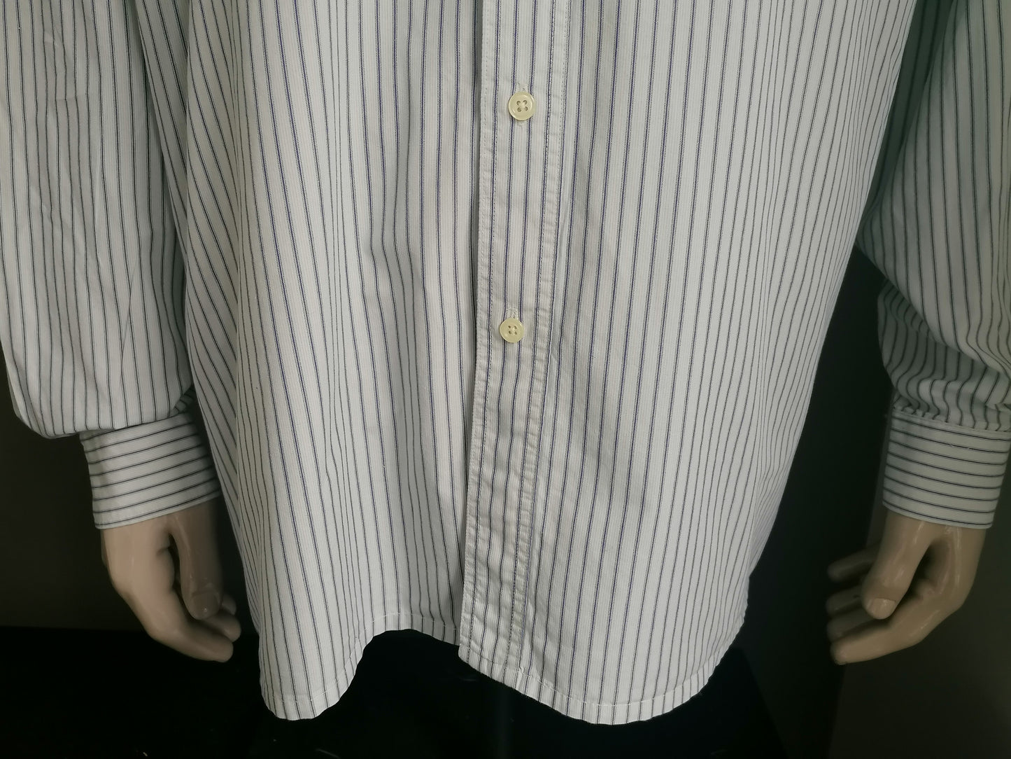 Vintage Him Collection Shirt. Blue beige striped. Size XXL / 2XL.