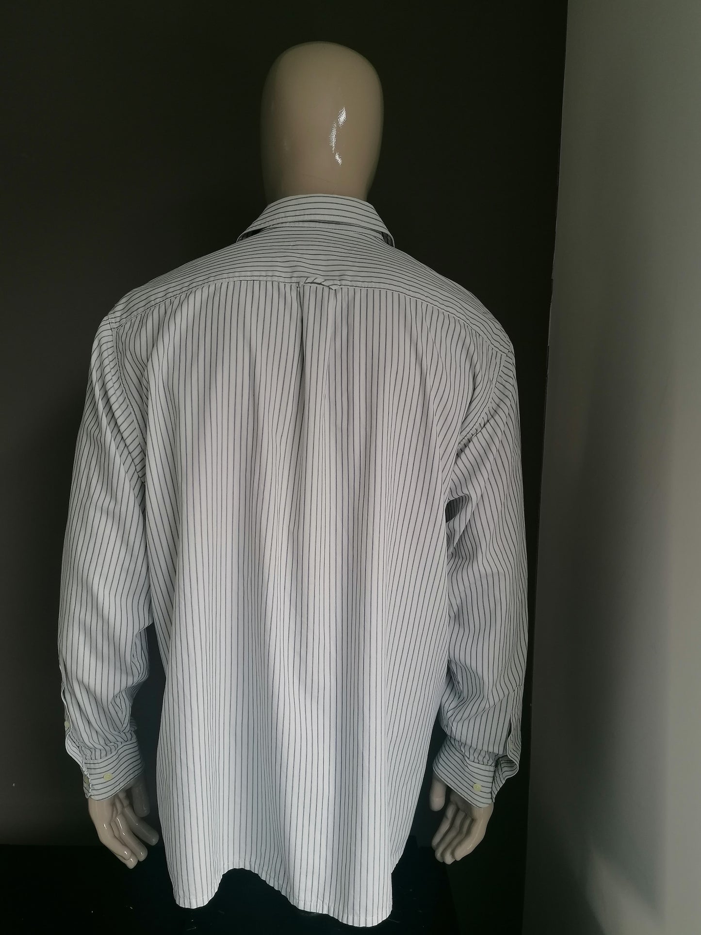 Vintage Him Collection Shirt. Blue beige rayé. Taille xxl / 2xl.