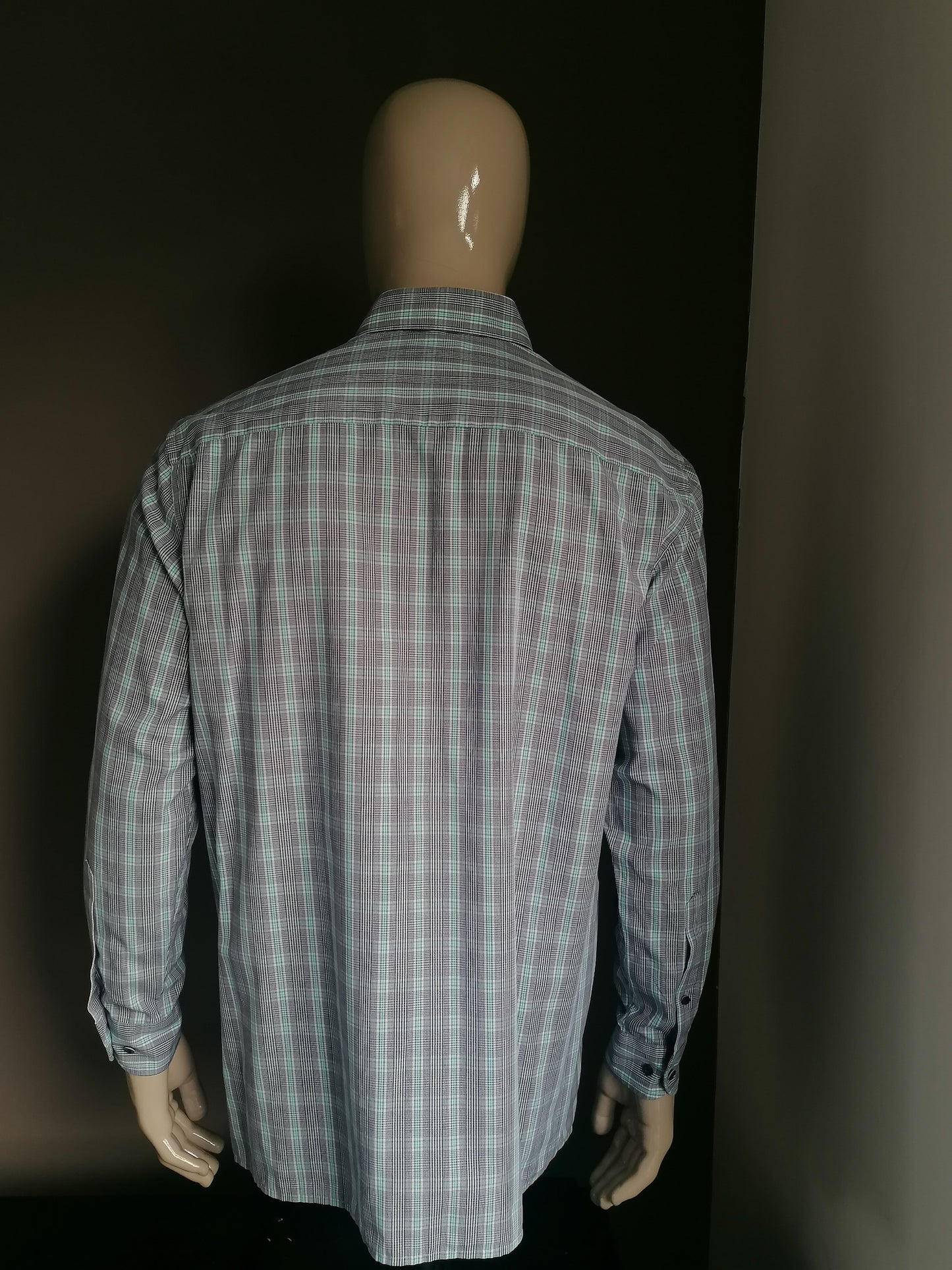 Marvelis shirt. Blue green white checkered. Size 42. L. Comfort Fit.