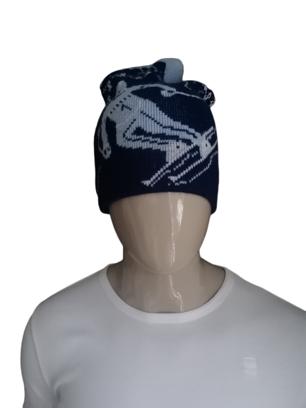 Cappello Ergee vintage. Immagine di sci blu.