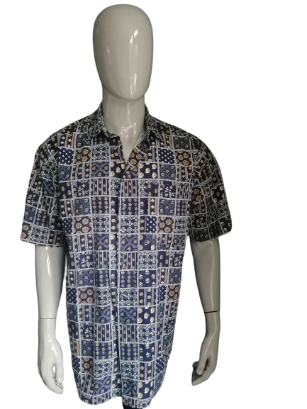 Vintage New Fast Shirt Kurzarm. Blaubrauner Druck. Größe L/XL.