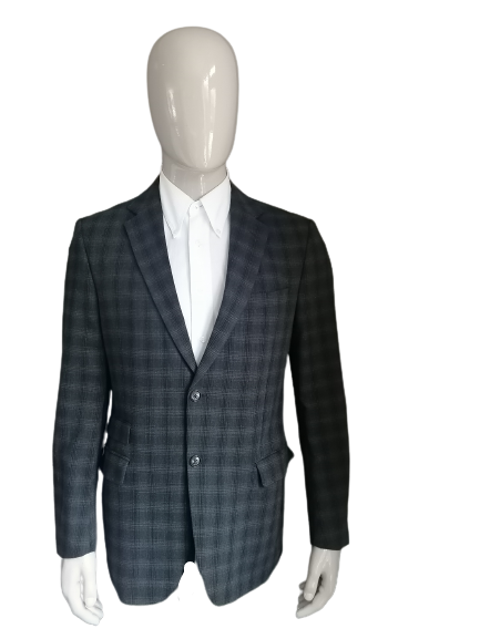 Gentiluomo-Wolljacke mit Ellbogenaufnähern. Gray überprüfte. Größe 52 / L.