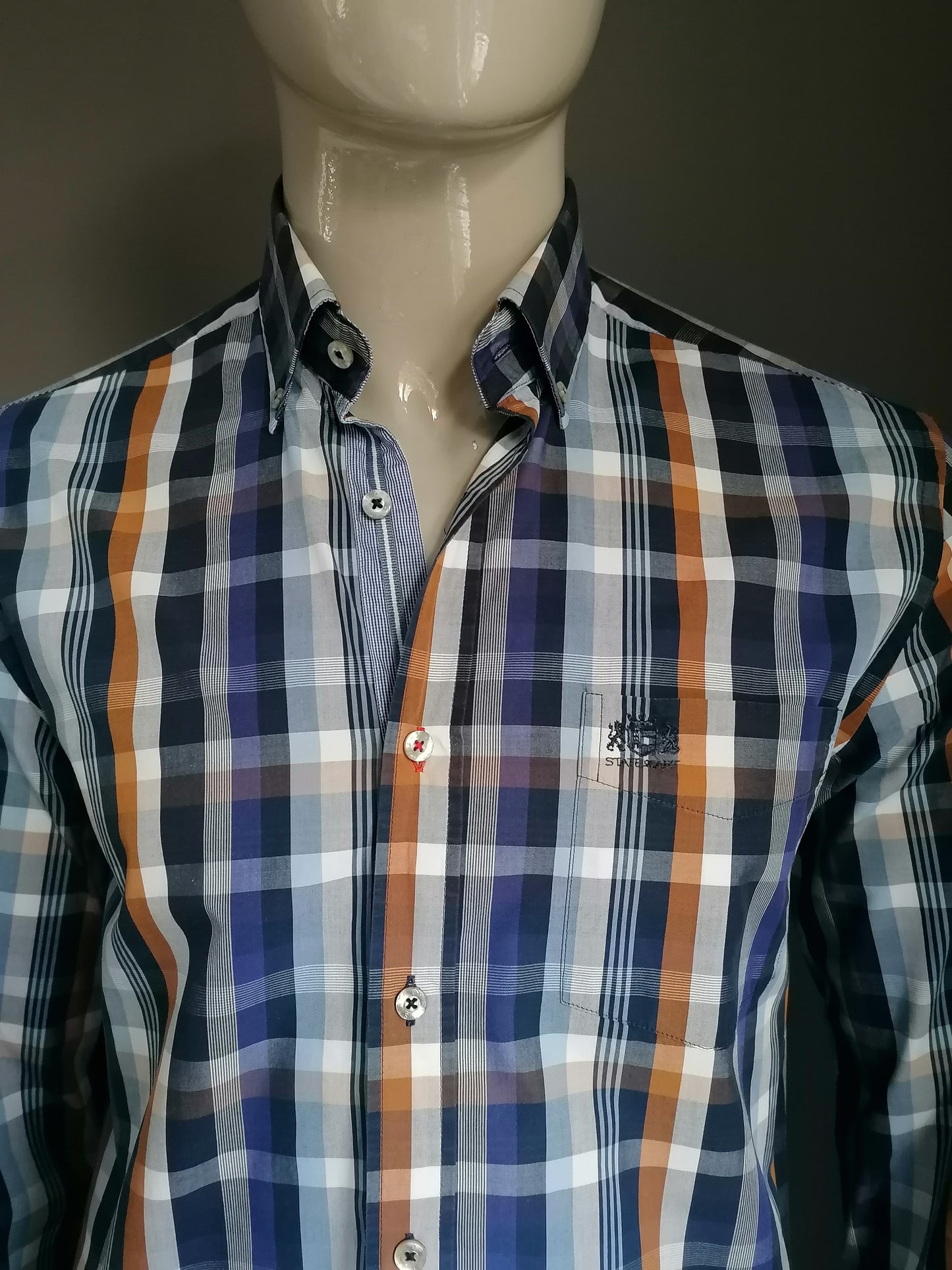 State of art shirt. Blue brown checked. Size M. Regular Fit.