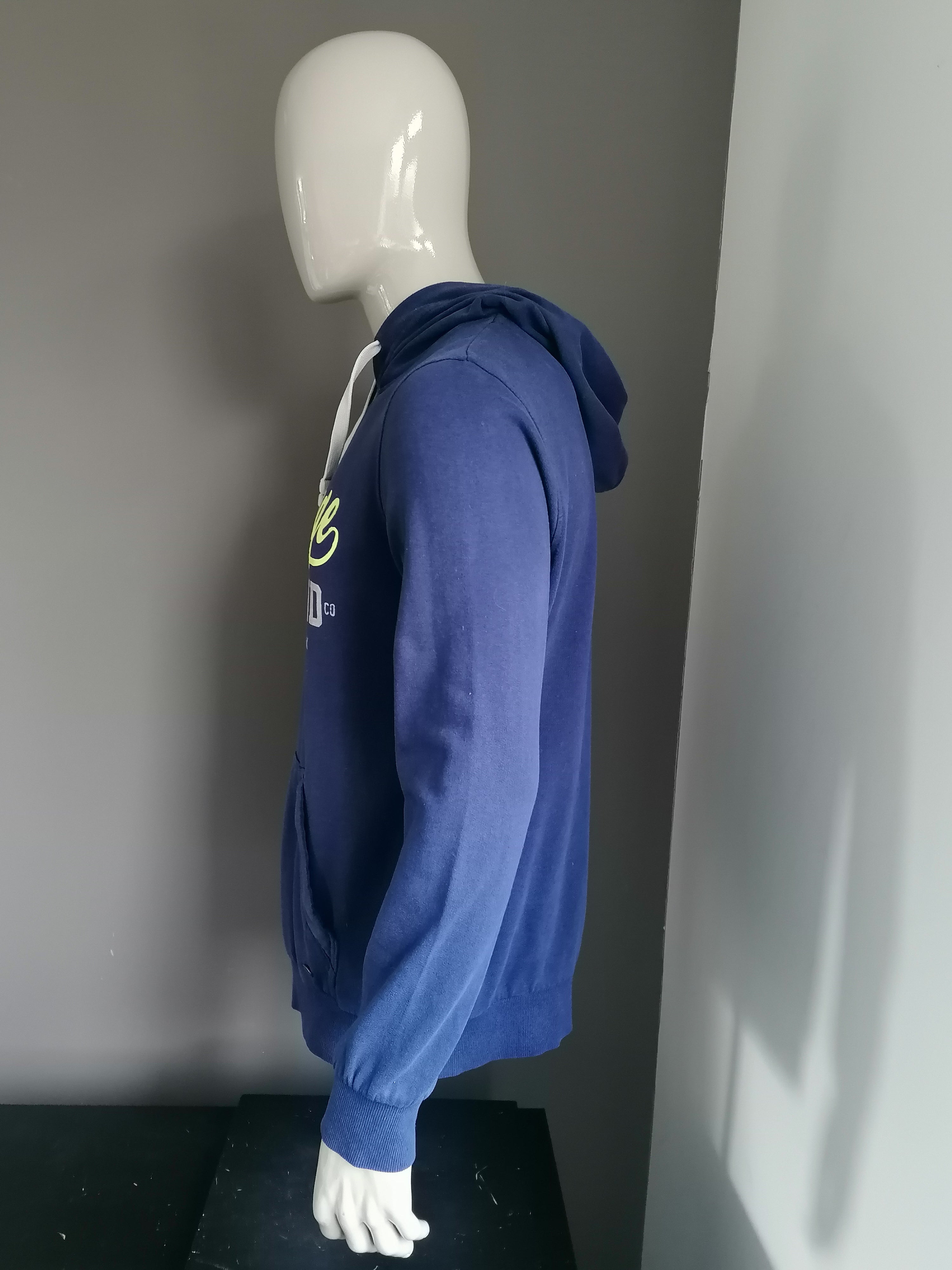 Edc Hoodie. Dark blue green gray print. Size M
