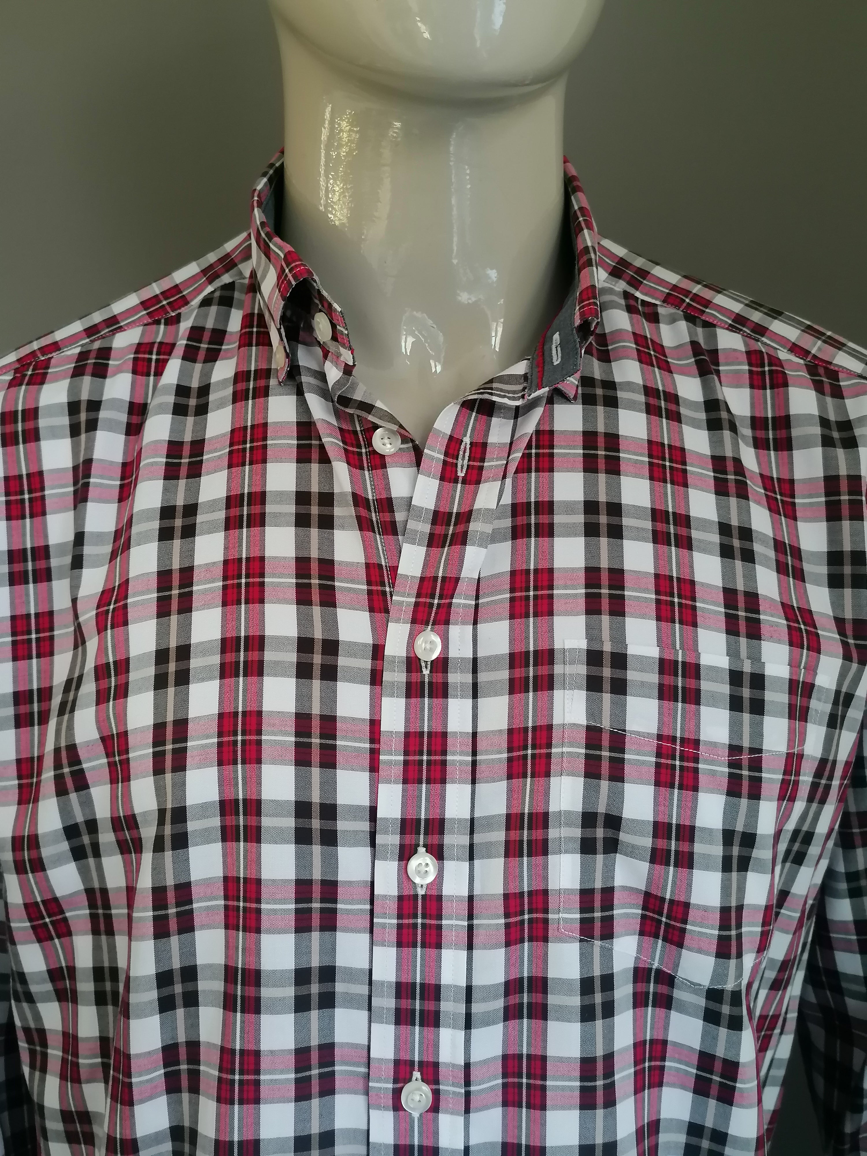 Westbury Premium overhemd. Rood Bruin Wit geruit. Maat L XL. EcoGents