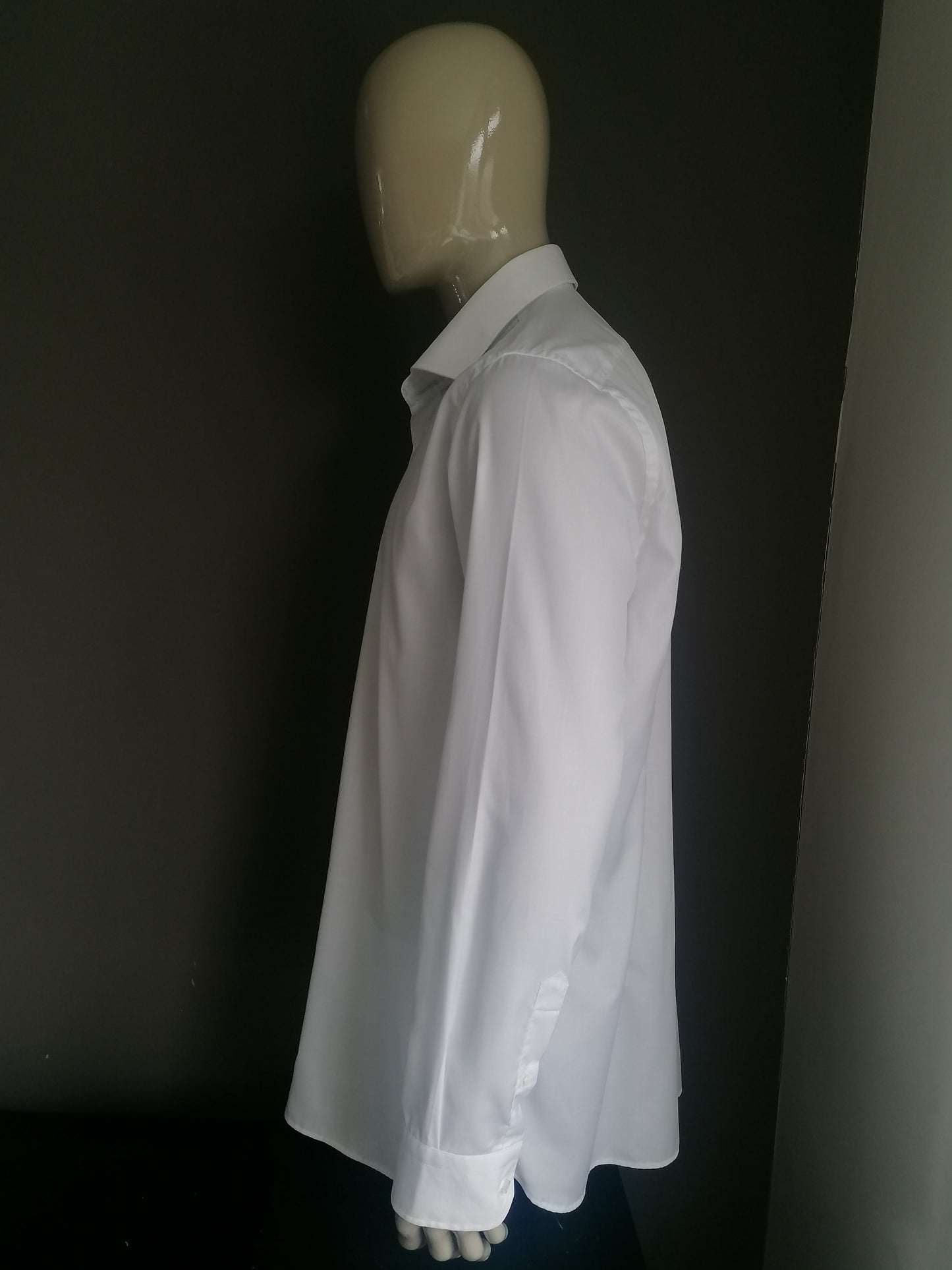 Thomas Maine overhemd. Wit gekleurd. Maat 45 / XXL / 2XL. Tailored Fit.