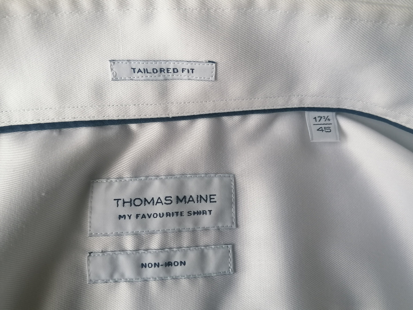 Thomas Maine overhemd. Wit gekleurd. Maat 45 / XXL / 2XL. Tailored Fit.