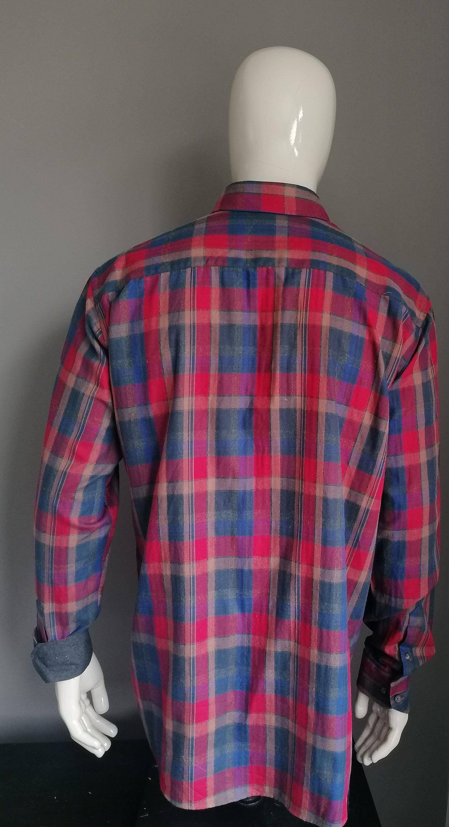 Jim Spencer Shirt. Rotblau -Braun überprüft. Größe xl.
