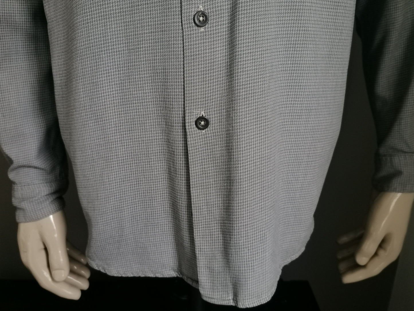 Vintage Hugo Boss overhemd. Grijs Geruit. Maat M.