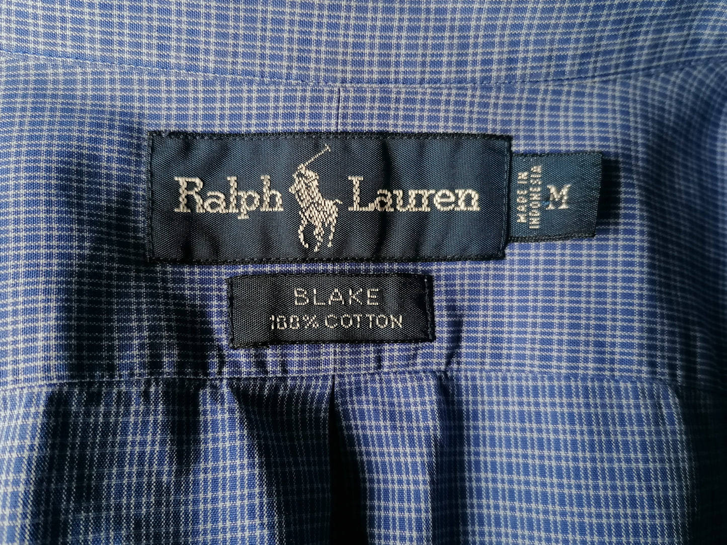Ralph Lauren overhemd. Blauw Geruit. Maat M. type Blake.
