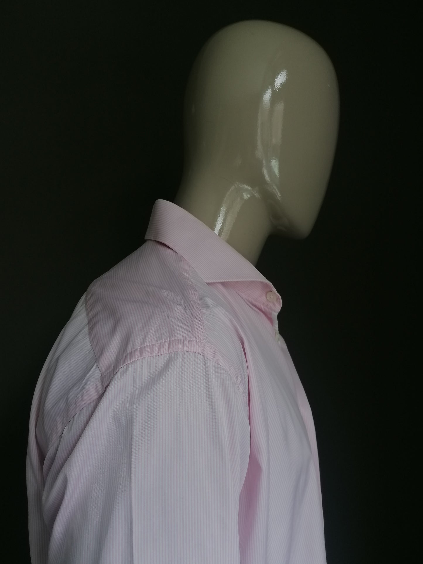Circle of Gentlemen overhemd. Roze Wit gestreept. Maat 43 / XL. Dressed.