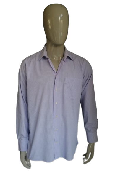 Camisa de Stanley Morgan. Púrpura blanca a cuadros. Tamaño 42 / L.