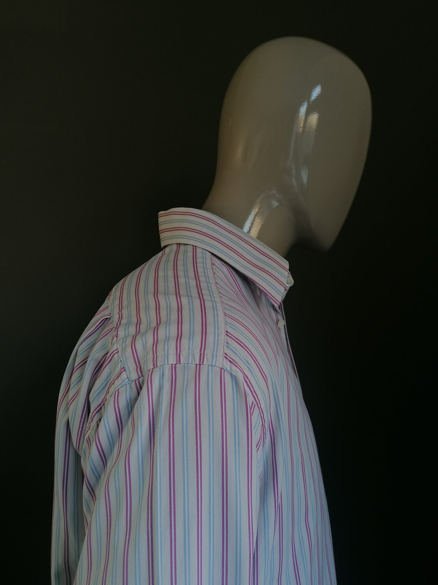 Thread & Bone overhemd. Wit Roze Blauw gestreept. Maat 42 / L.