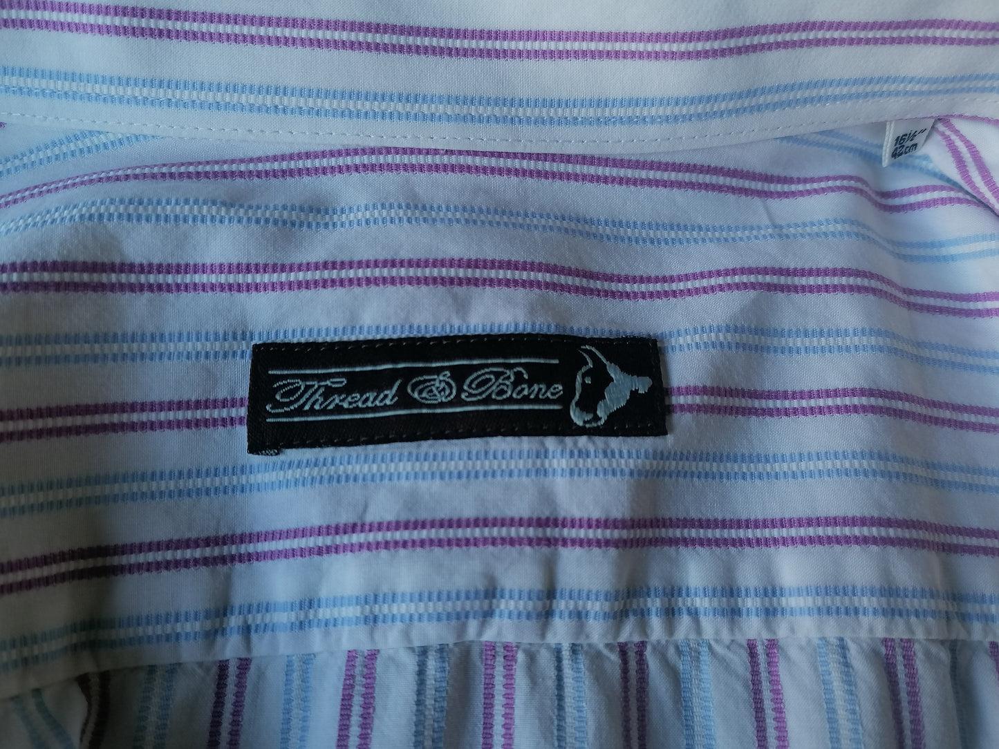 Thread & Bone overhemd. Wit Roze Blauw gestreept. Maat 42 / L.
