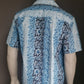 Vintage Le Frog Hawaii overhemd korte mouw. Blauw Witte print. Maat XL.