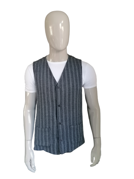 Vintage Bartolesi waistcoat. Gray black striped. Size XL.