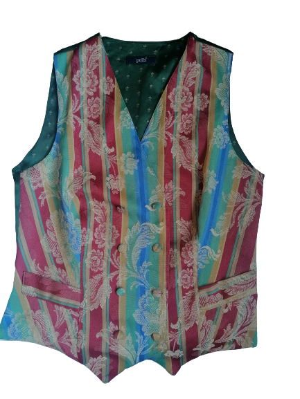 Vintage Pulls Double Breasted waistcoat. Red yellow green blue colored. Size S.
