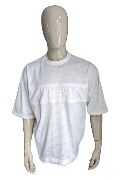 Vintage Extrada Wit gaas shirt met applicatie. Maat XL / XXL-2XL.