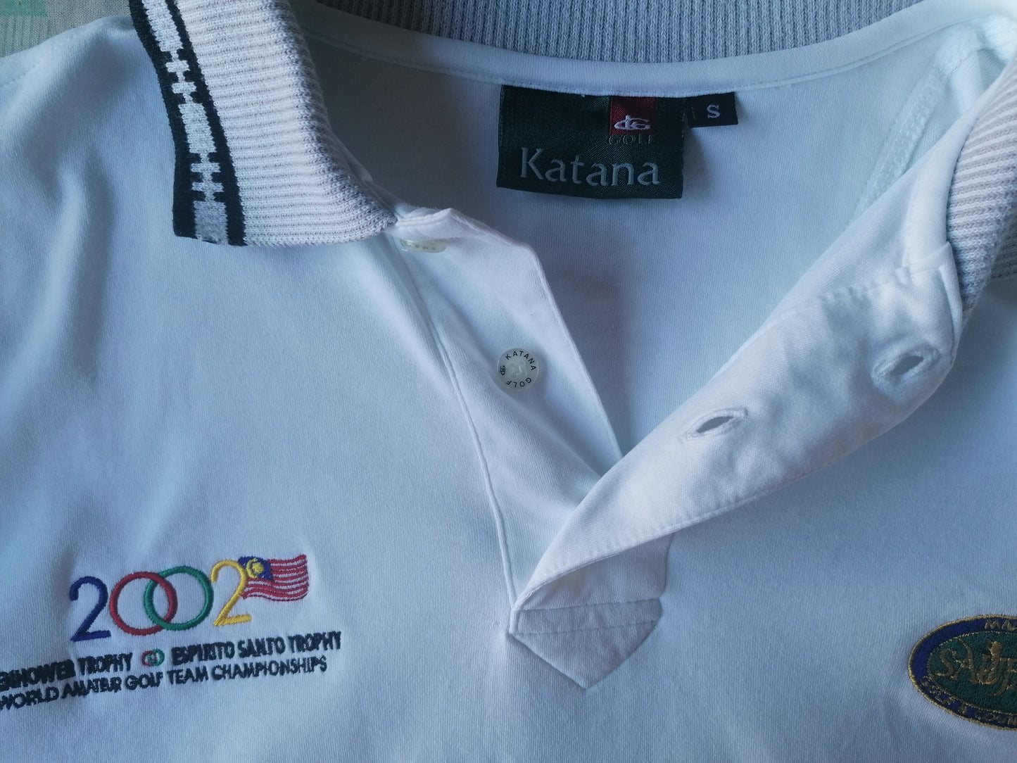Vintage Katana Golf Polo. Trofeo de Eisenhower. Blanco. Talla L.