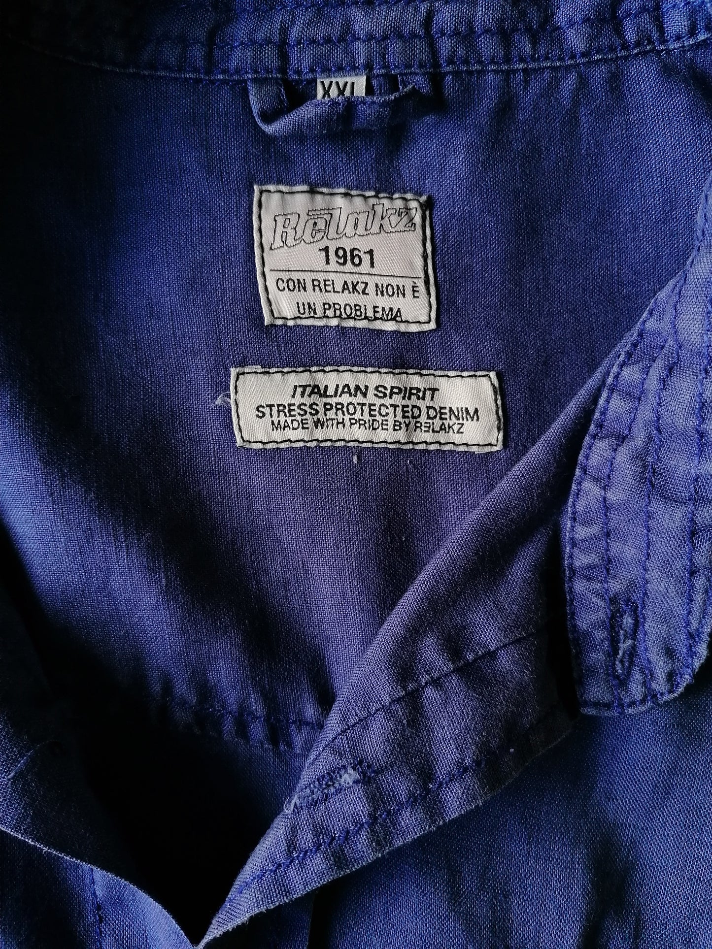 Relackz linen shirt short sleeves. Dark blue. Size XXL / 2XL