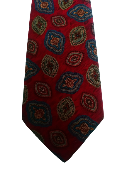 Vintage tie. Bordeaux motif. Polyester.